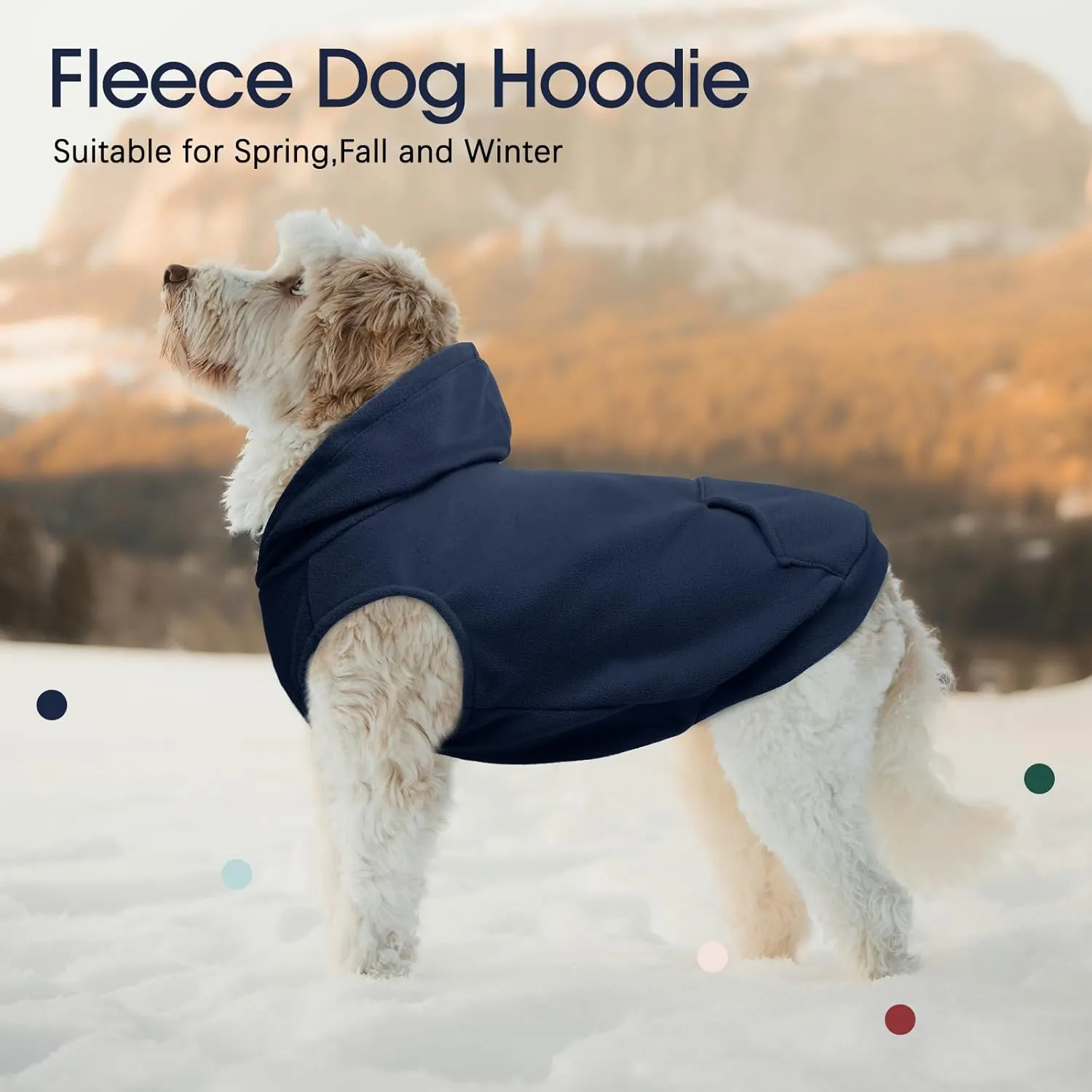 IECOii Dog Hoodie for Large Dogs,Warm Fleece Dog Sweater with Leash Hole,Cozy Dog Cold Weather Coat for Fall Winter Dog Sweatshirt,Large Dog Hoodies Fleece Vest for French Bulldog,Dachshund,Blue,L
