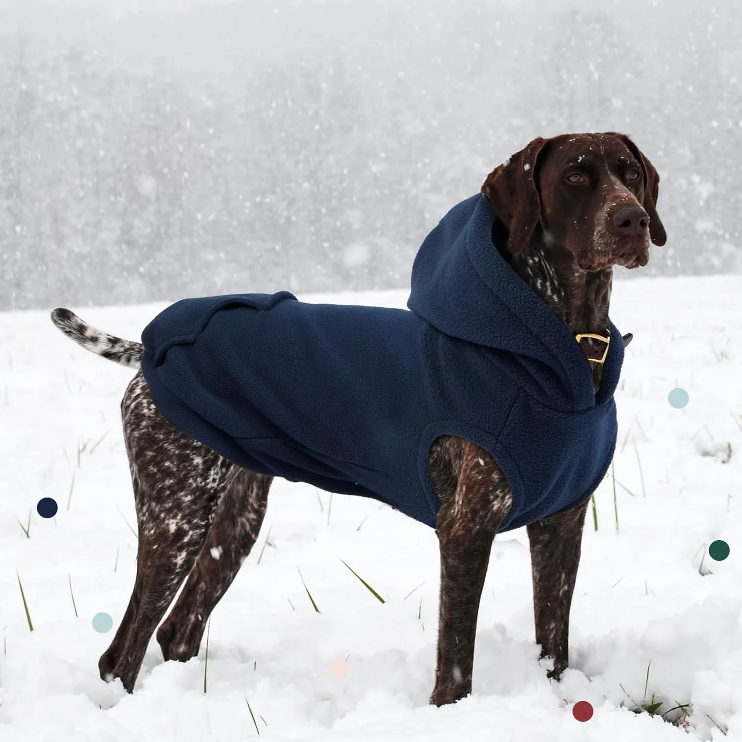 IECOii Dog Hoodie for Large Dogs,Warm Fleece Dog Sweater with Leash Hole,Cozy Dog Cold Weather Coat for Fall Winter Dog Sweatshirt,Large Dog Hoodies Fleece Vest for French Bulldog,Dachshund,Blue,L