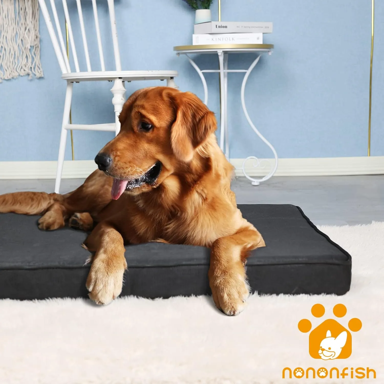 Indestructible Bed for Aggressive Chewers - Waterproof, Heavy Duty, Chew Proof for Large Dogs - Removable, Washable Cover - Orthopedic Memory Foam, Durable Tough Mat for Crate 41"x27"