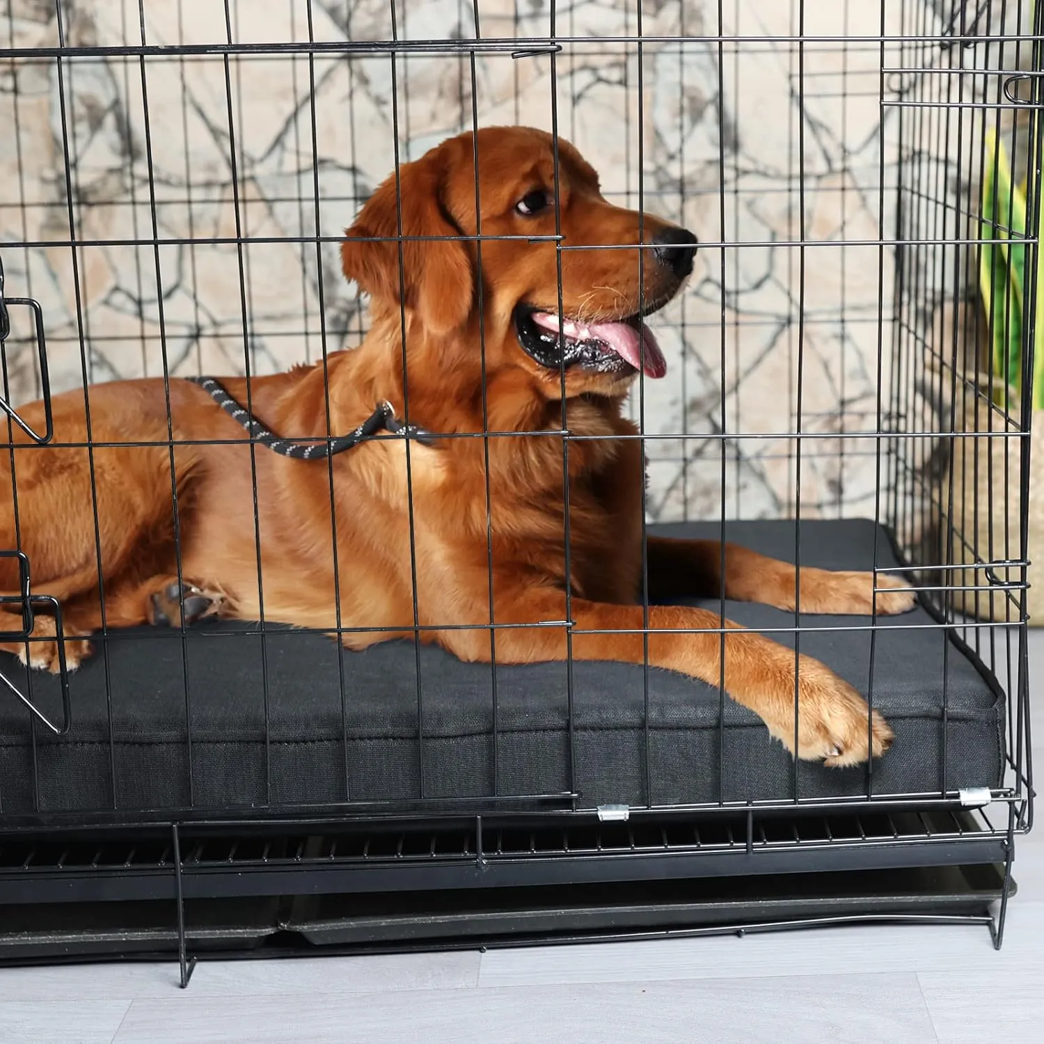 Indestructible Bed for Aggressive Chewers - Waterproof, Heavy Duty, Chew Proof for Large Dogs - Removable, Washable Cover - Orthopedic Memory Foam, Durable Tough Mat for Crate 41"x27"