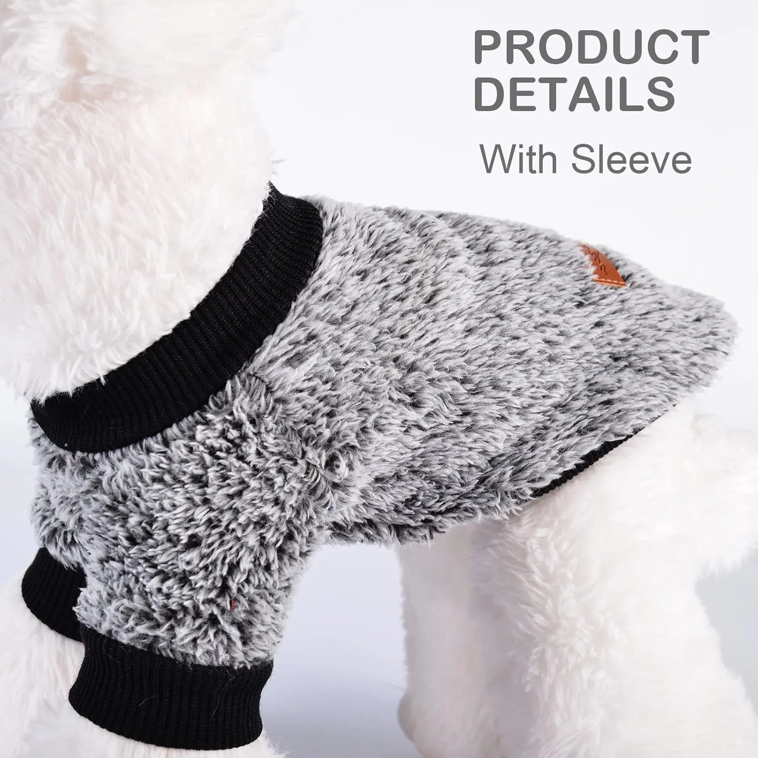 Kosiyi Dog Sweaters for Small Dogs Girl Boy, Puppy Clothes Chihuahua Teacup Yorkie Fleece Sweaters Spring Winter Warm Sweater Tiny Dog Outfits Pet Clothes Cat Sweater (Gray, Medium)