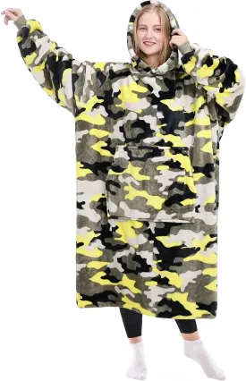 KPBLIS Wearable Blanket Hoodie Gifts for Women and Men, Oversized Hooded Blankets Sweatshirt Adult Birthday Gifts for Mom Girlfriend Gifts, Cozy Fleece Blanket with Sleeves and Giant Pocket, Camo
