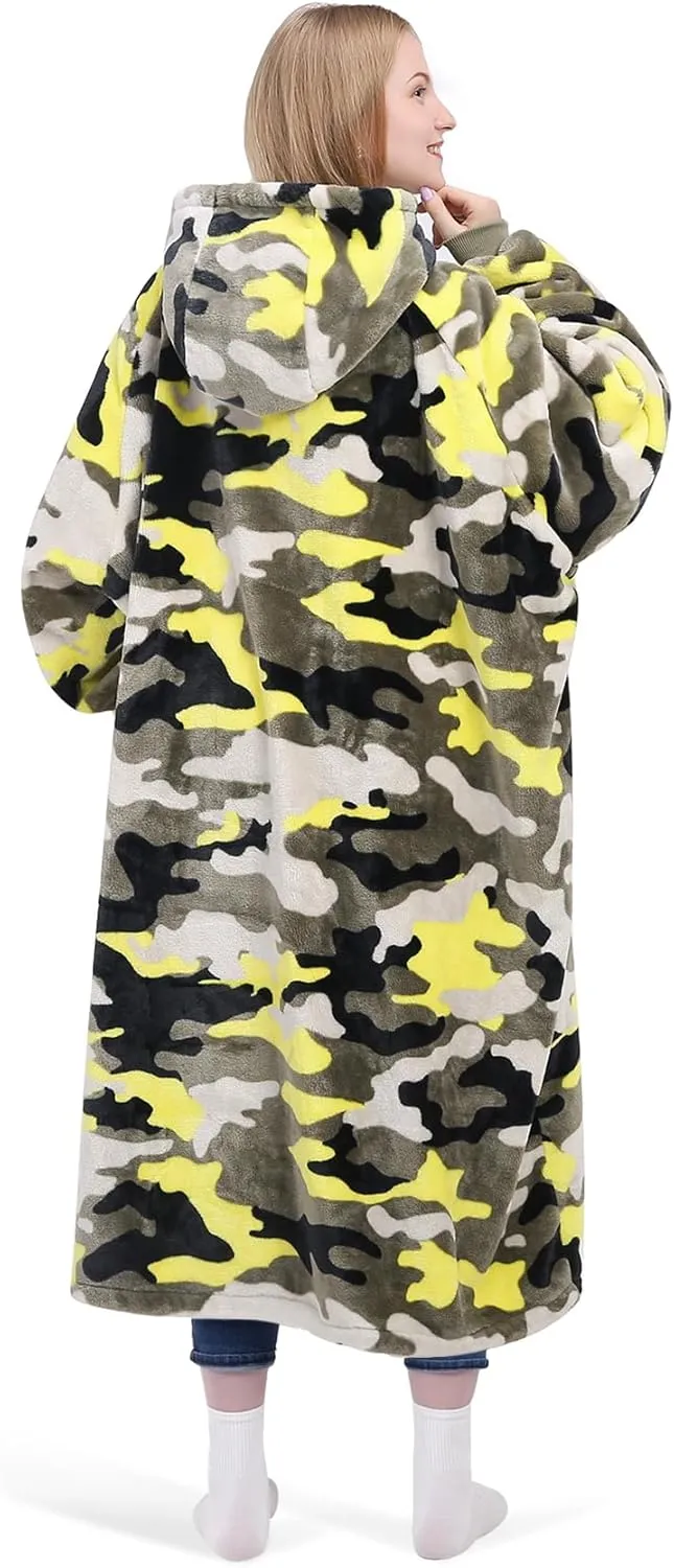 KPBLIS Wearable Blanket Hoodie Gifts for Women and Men, Oversized Hooded Blankets Sweatshirt Adult Birthday Gifts for Mom Girlfriend Gifts, Cozy Fleece Blanket with Sleeves and Giant Pocket, Camo