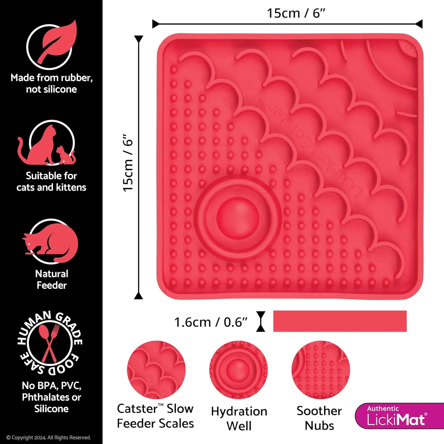 LickiMat Catster Combination Slow Feeder with Micro Dish for Added Hydration for All Cats and Kittens (Pink)
