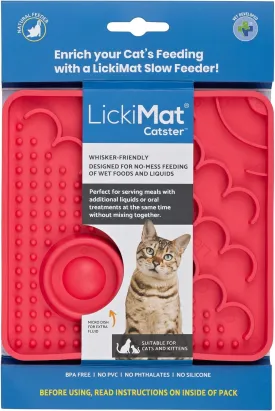 LickiMat Catster Combination Slow Feeder with Micro Dish for Added Hydration for All Cats and Kittens (Pink)