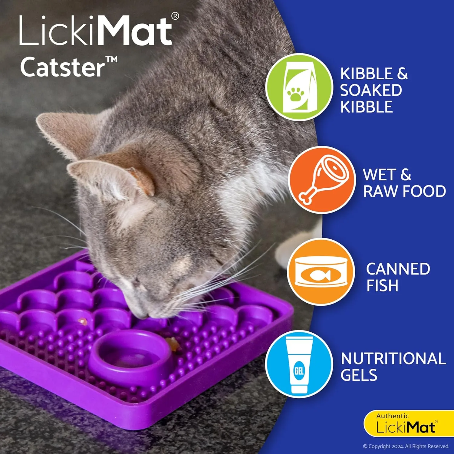 LickiMat Catster Combination Slow Feeder with Micro Dish for Added Hydration for All Cats and Kittens (Pink)