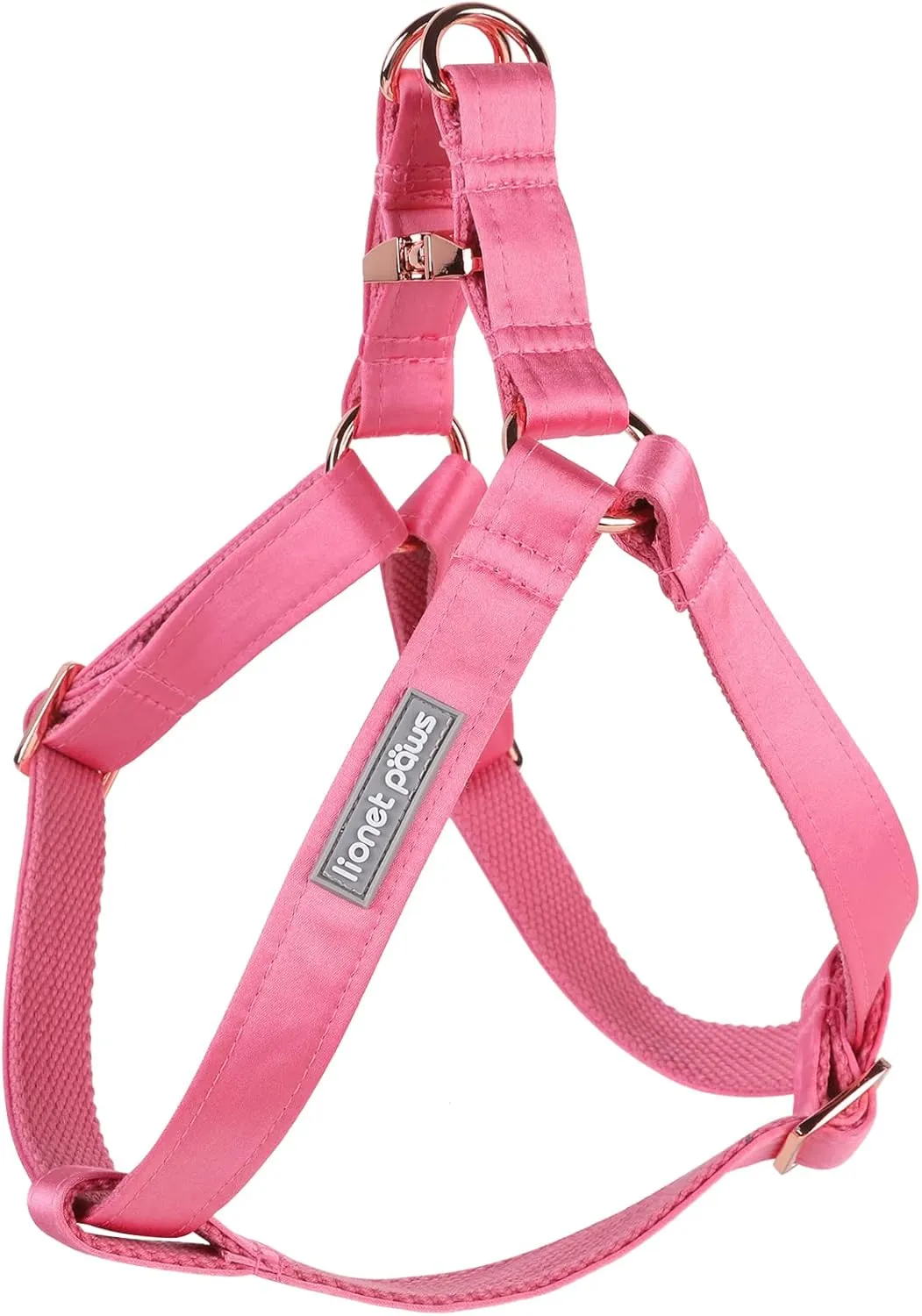 Lionet Paws Dog Harness, No-Pull Adjustable Silk Nylon Webbing Pet Harness with Metal Buckle for Small Dogs Easy Walking, Peach, S