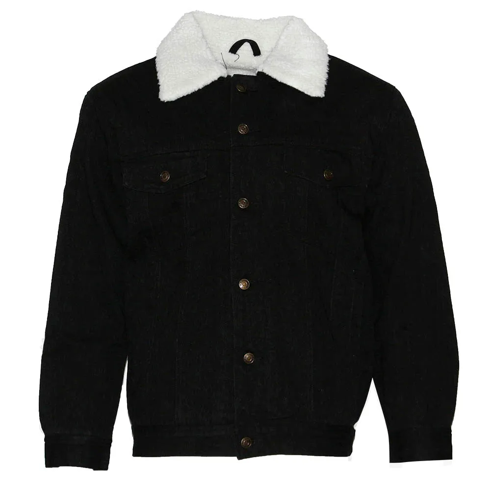 Men's Denim Sherpa Jacket Classic Cotton Button Up Fleece Lined Trucker Jean