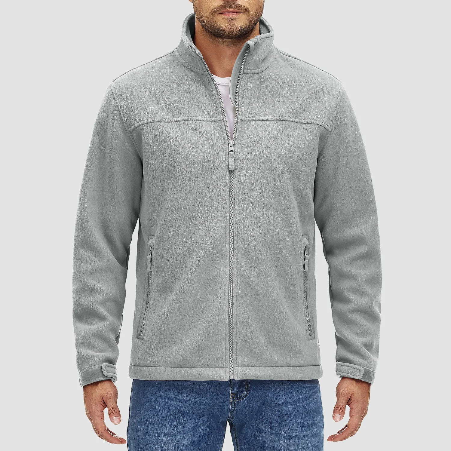Men's Fleece Jacket Full Zip Lightweight Casual Jacket