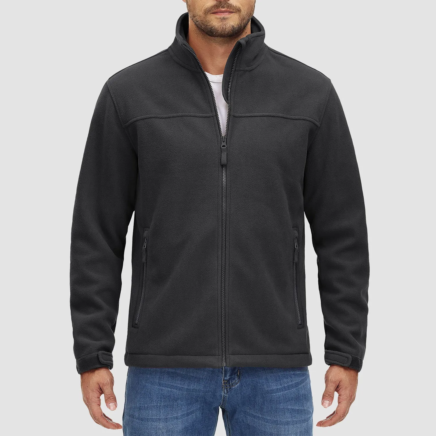 Men's Fleece Jacket Full Zip Lightweight Casual Jacket