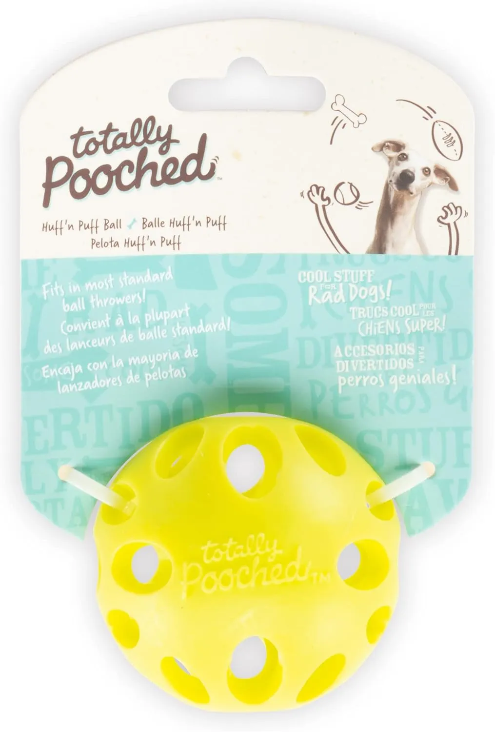 Messy Mutts Totally Pooched Huff'n Puff Ball | 2.5 TPR Puzzle Ball for Dogs | 2-in-1 Durable Interactive Toy and Tooth Cleaner | Green