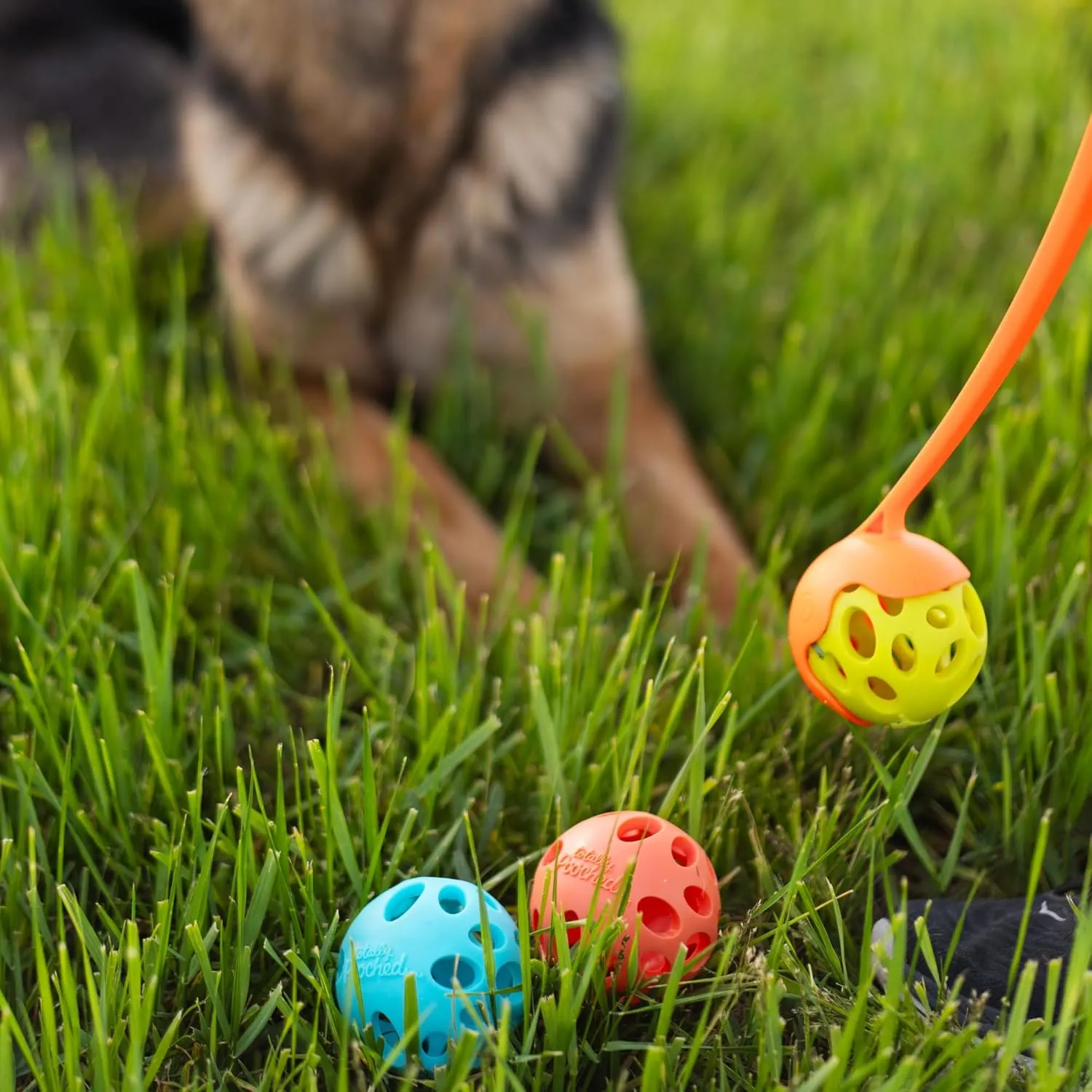 Messy Mutts Totally Pooched Huff'n Puff Ball | 2.5 TPR Puzzle Ball for Dogs | 2-in-1 Durable Interactive Toy and Tooth Cleaner | Green