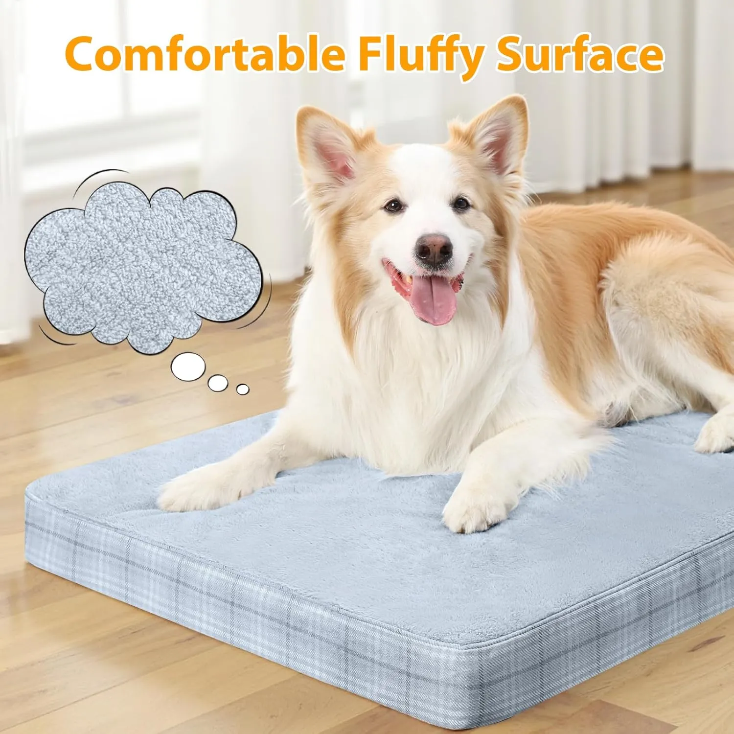 MIHIKK Washable Orthopedic Dog Bed for Large Dogs, XXL Waterproof Pet Bed with Egg Crate Foam Strong Support, Machine Washable Cover & Anti-Slip Bottom & Durable Zipper 47x29(Gray)