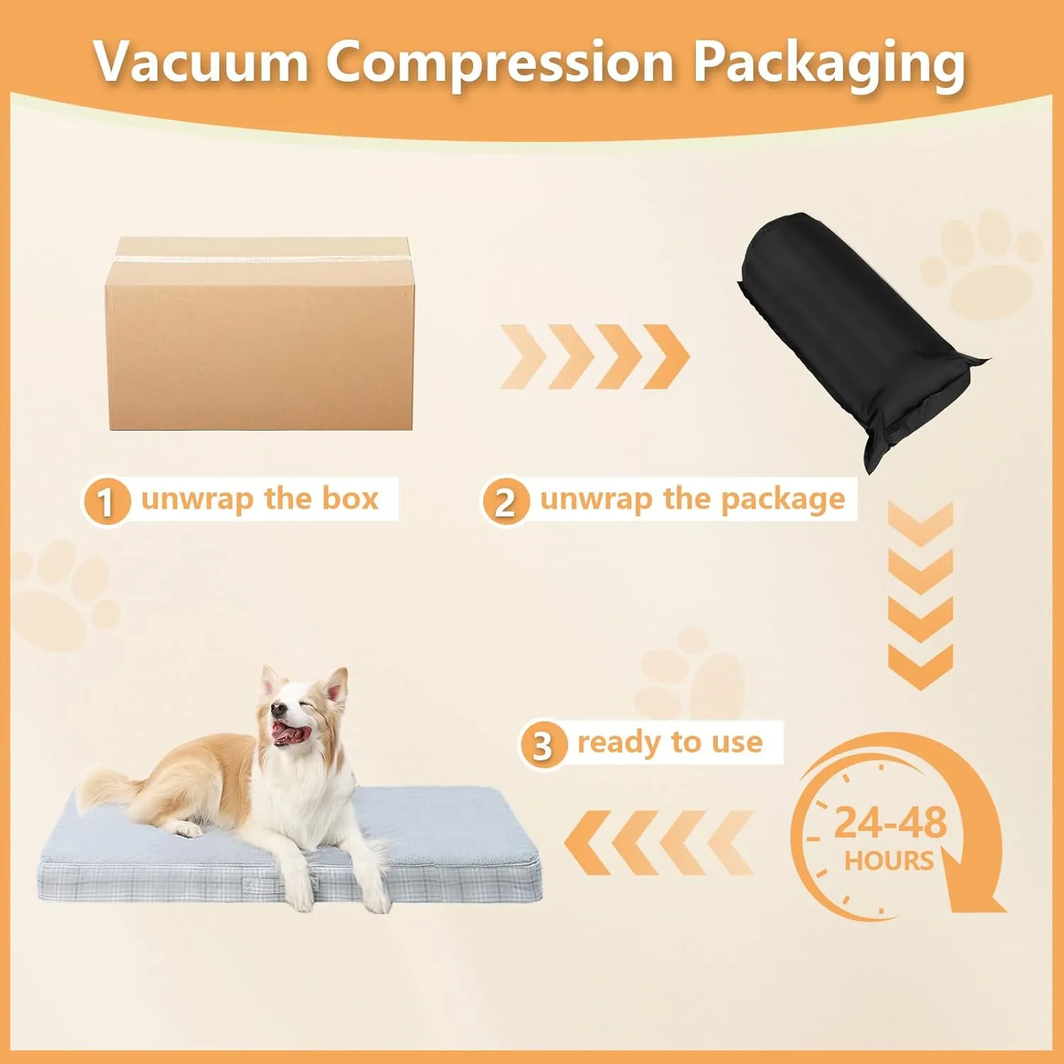 MIHIKK Washable Orthopedic Dog Bed for Large Dogs, XXL Waterproof Pet Bed with Egg Crate Foam Strong Support, Machine Washable Cover & Anti-Slip Bottom & Durable Zipper 47x29(Gray)