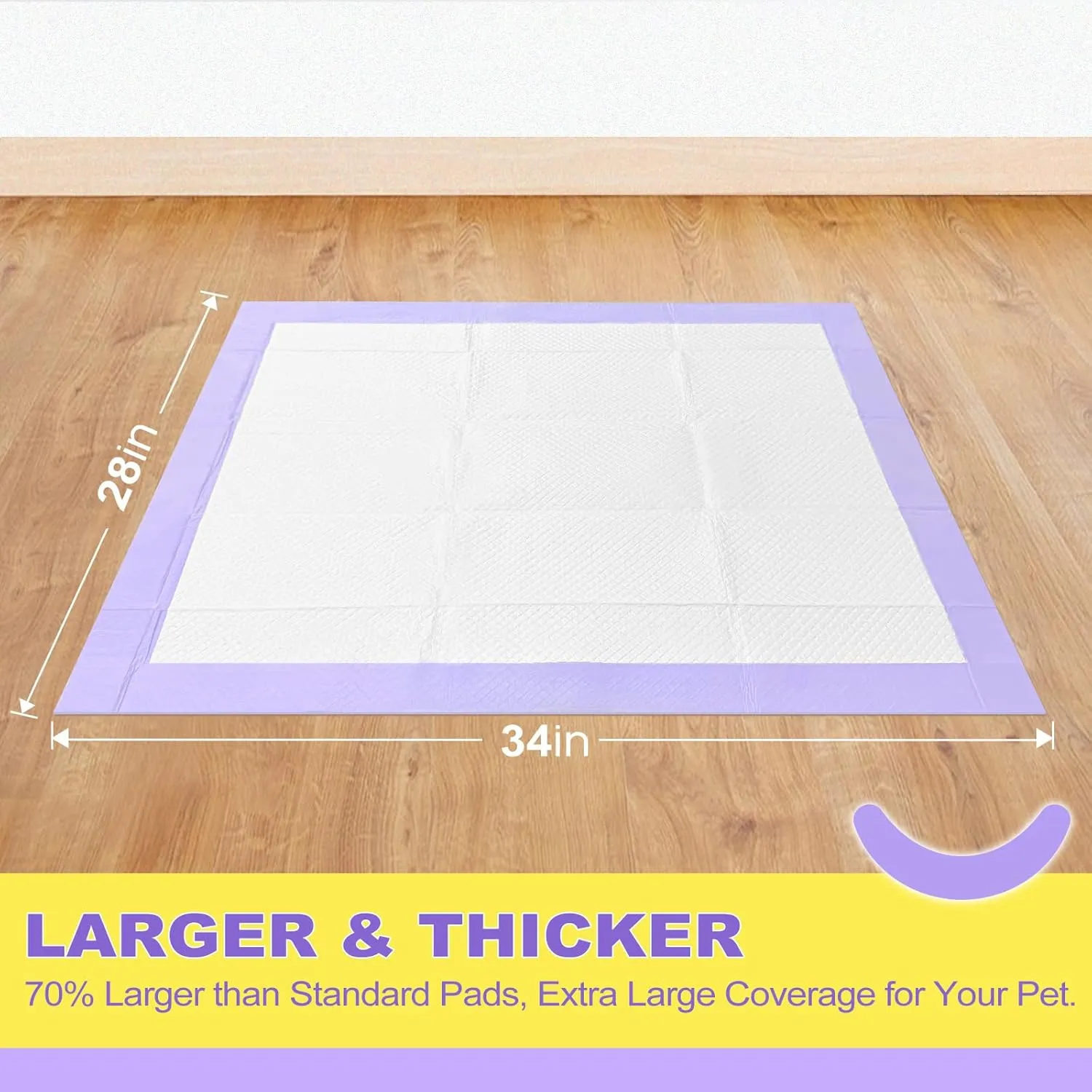 MIZOK Puppy Pads 28x34 Lavender Scented, Dog Pee Pads Extra Large Odor Control Dog Pads Ultra Absorbent Up to 8 Cups, Wee Wee Pads 6 Layers Leak-Proof & Quick-Dry Purple (40 Counts)