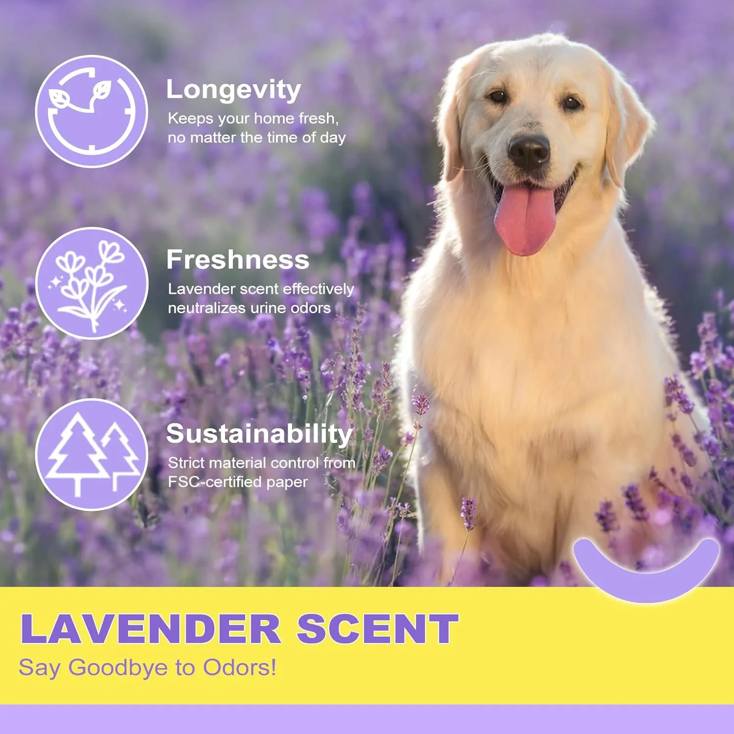 MIZOK Puppy Pads 28x34 Lavender Scented, Dog Pee Pads Extra Large Odor Control Dog Pads Ultra Absorbent Up to 8 Cups, Wee Wee Pads 6 Layers Leak-Proof & Quick-Dry Purple (40 Counts)