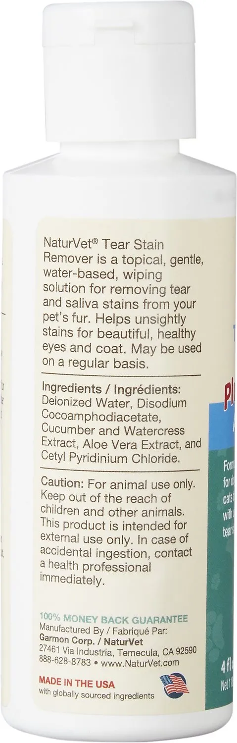 NaturVet Tear Stain Remover Dog & Cat Liquid Topical Formula