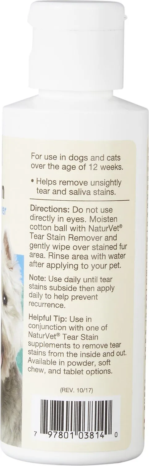 NaturVet Tear Stain Remover Dog & Cat Liquid Topical Formula