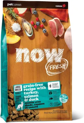 Now Fresh Grain-Free, Dry Dog Food, Real Meat and Fish, Turkey, Salmon and Duck Large Breed Adult Recipe, 25 lb Bag