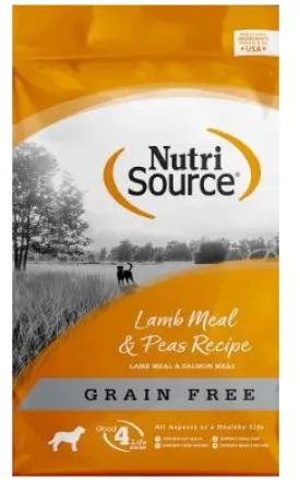 NutriSource Grain Free Lamb Meal and Pea Formula with Salmon Meal Protein, Dry Dog Food, 4lb