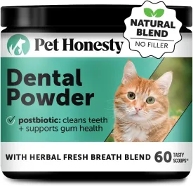 Pet Honesty Cat Breath Freshener Dental Powder for Teeth Cleaning Plaque Off, Dental Care for Cats, Tartar Remover for Teeth with Natural Herbal Blend (60 Day Supply)