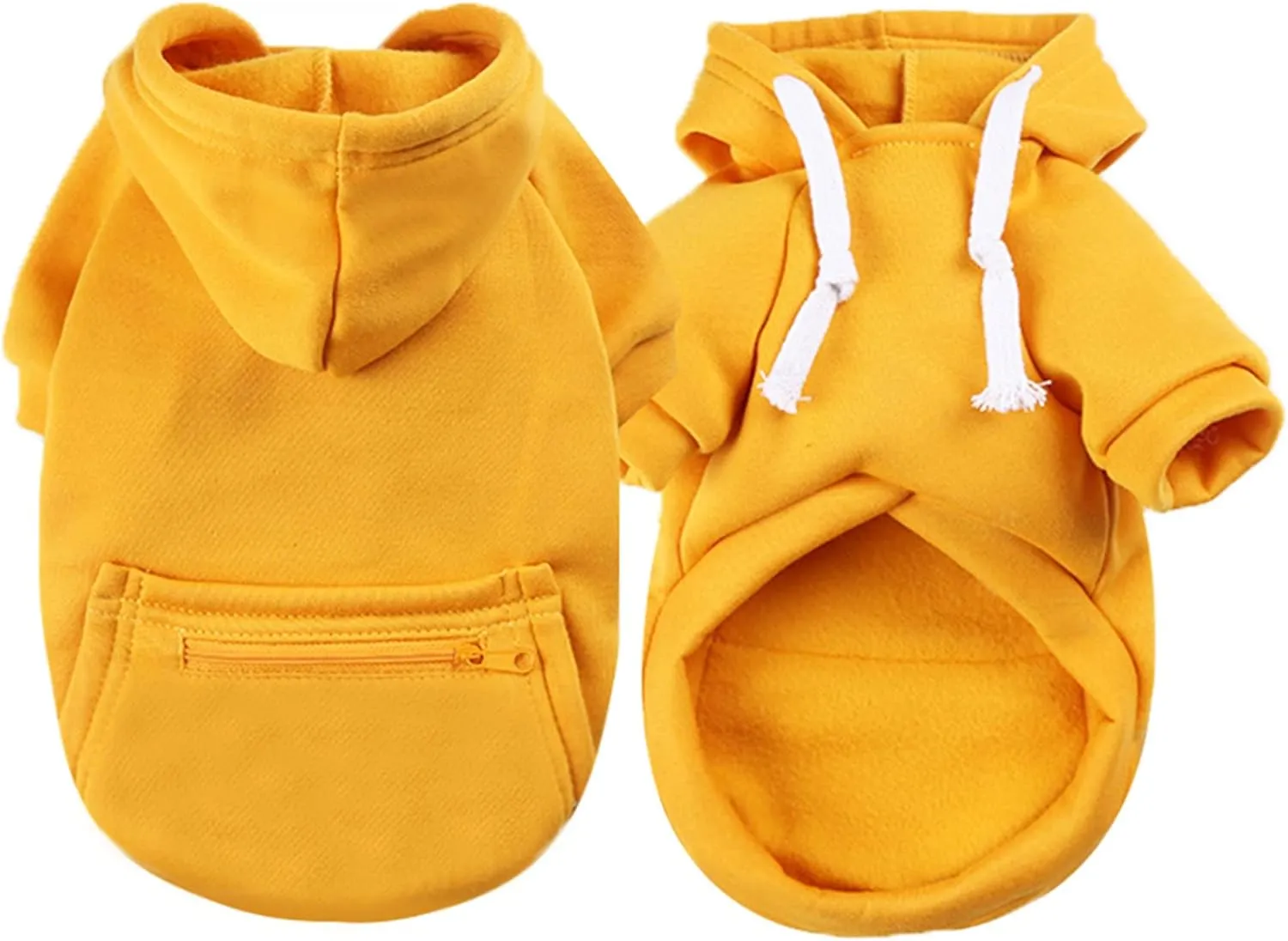 PETCARE Small Dog Sweater Hoodies Pet Yellow Hooded Soft Fleece Sweatshirts with Pocket Fall Winter Puppy Cat Sweaters Warm Clothes for Small Dogs Shih Tzu Yorkies French Bulldog Outfits Costume