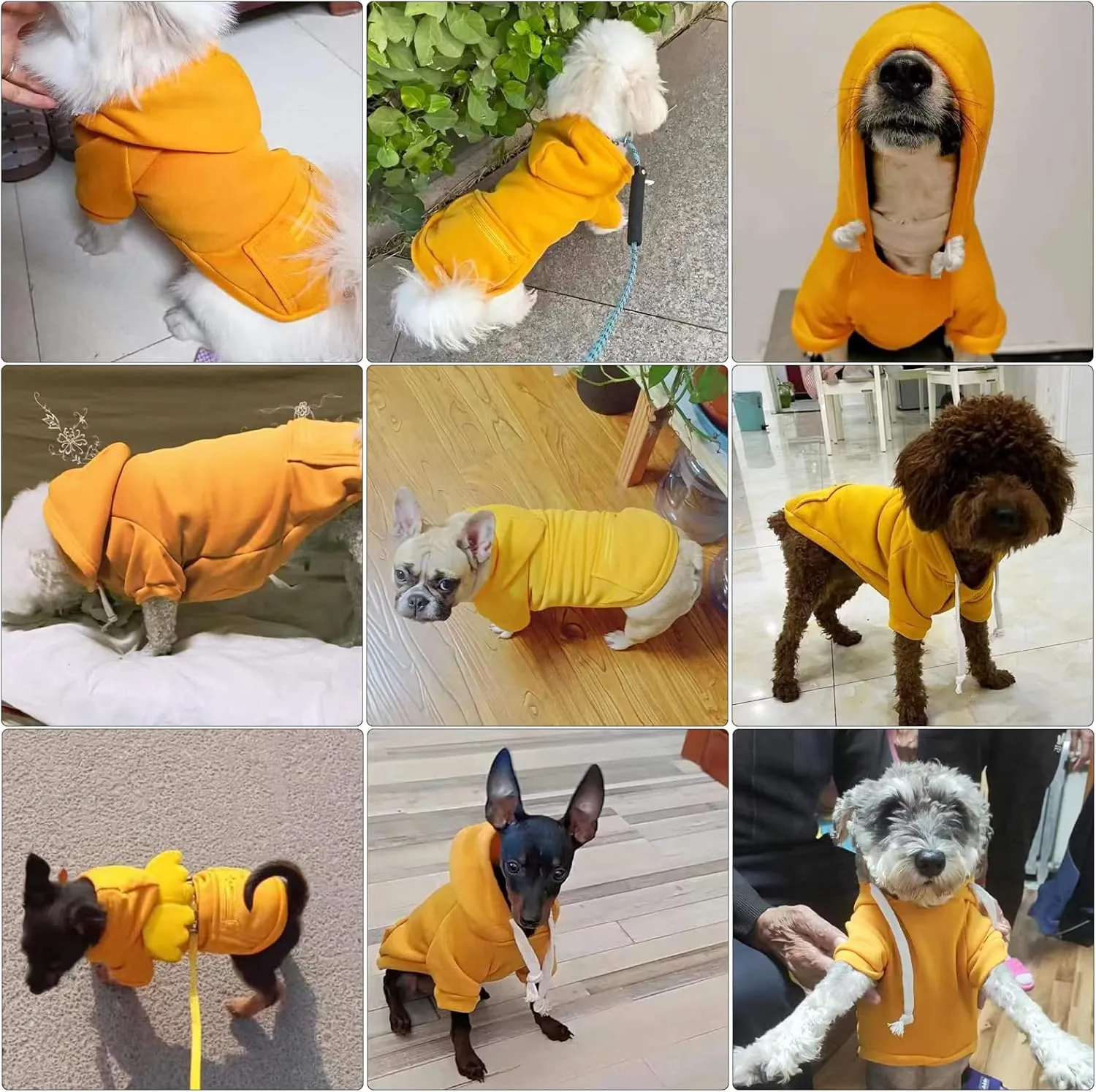 PETCARE Small Dog Sweater Hoodies Pet Yellow Hooded Soft Fleece Sweatshirts with Pocket Fall Winter Puppy Cat Sweaters Warm Clothes for Small Dogs Shih Tzu Yorkies French Bulldog Outfits Costume