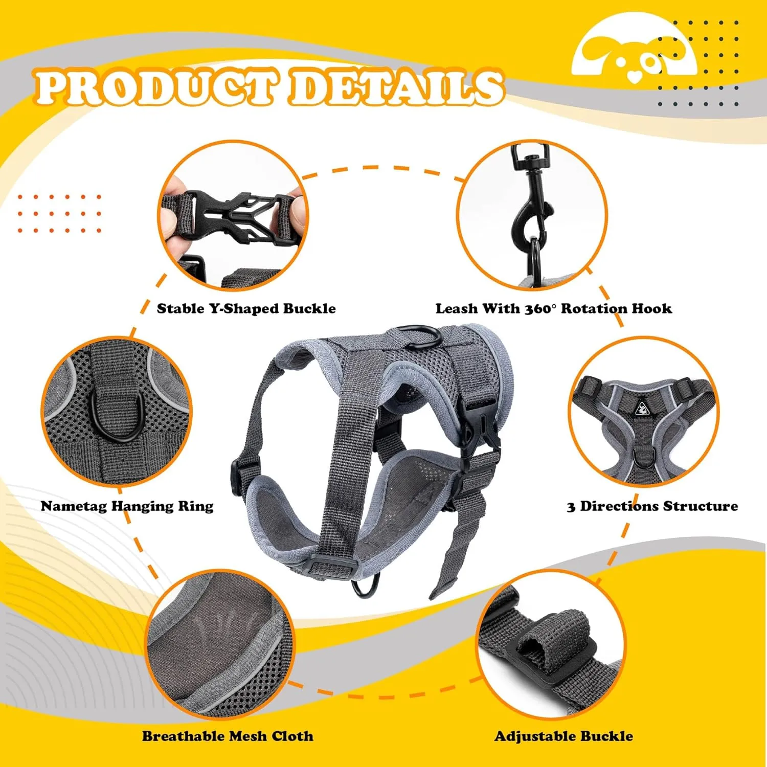 PetnBeyond Kitten Harness and Leash Set - Secure, Comfortable Control with Breathable Mesh Jacket - Adjustable Vest for Safe Walks with Reflective Strips - Kitty Escape Proof Kit (Medium, Blue)