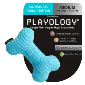 Playology Peanut Butter Scented Squeaky Bone Plush Dog Toy with Encapsiscent Technology - Medium