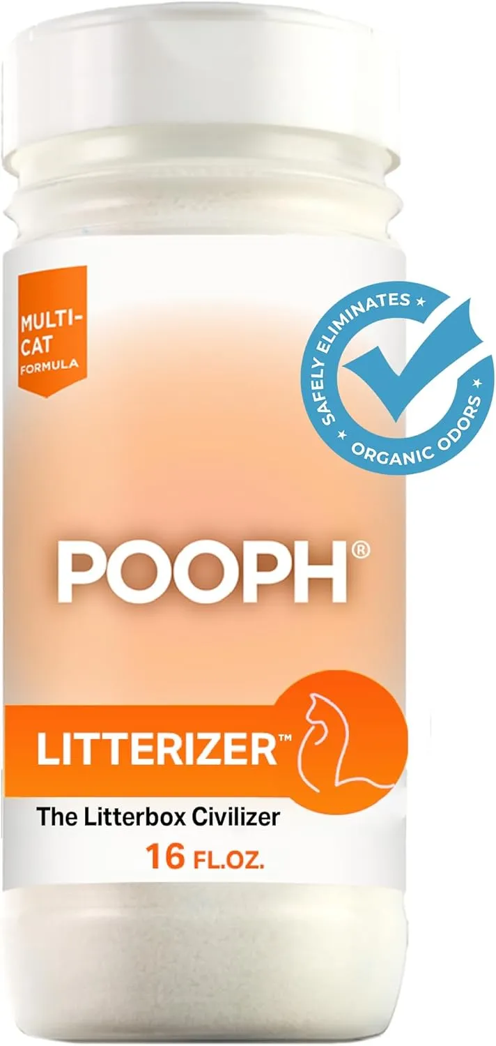 POOPH LITTERIZER  The Litter Box Civilizer Helps Cut Litter Cost in Half Eliminates Organic Odor On-Contact Absorbs And Helps Keep Litter Dry NO Fragrance NO Harsh Chemicals Safe Effective