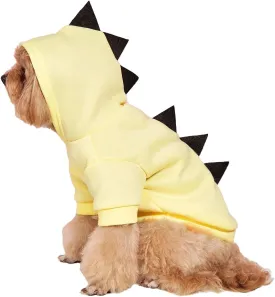 QWINEE Dinosaur Dog Hoodie Dog Warm Jacket Christmas Halloween Dog Costume Dog Clothes for Puppy Kitten Small Medium Dogs Cats Beige XXS