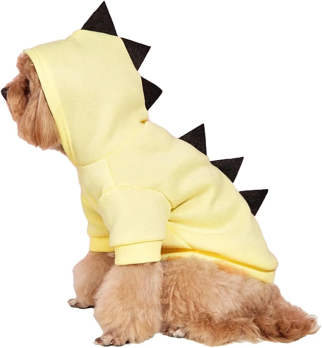 QWINEE Dinosaur Dog Hoodie Dog Warm Jacket Christmas Halloween Dog Costume Dog Clothes for Puppy Kitten Small Medium Dogs Cats Beige XXS