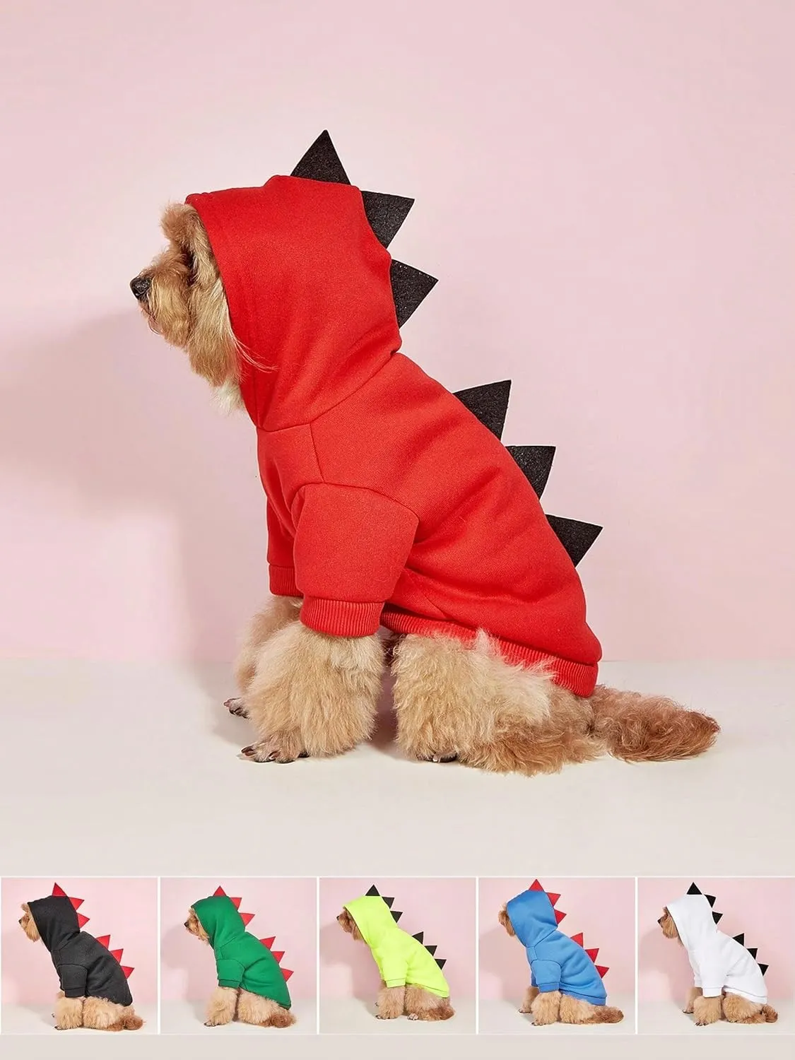 QWINEE Dinosaur Dog Hoodie Dog Warm Jacket Christmas Halloween Dog Costume Dog Clothes for Puppy Kitten Small Medium Dogs Cats Beige XXS