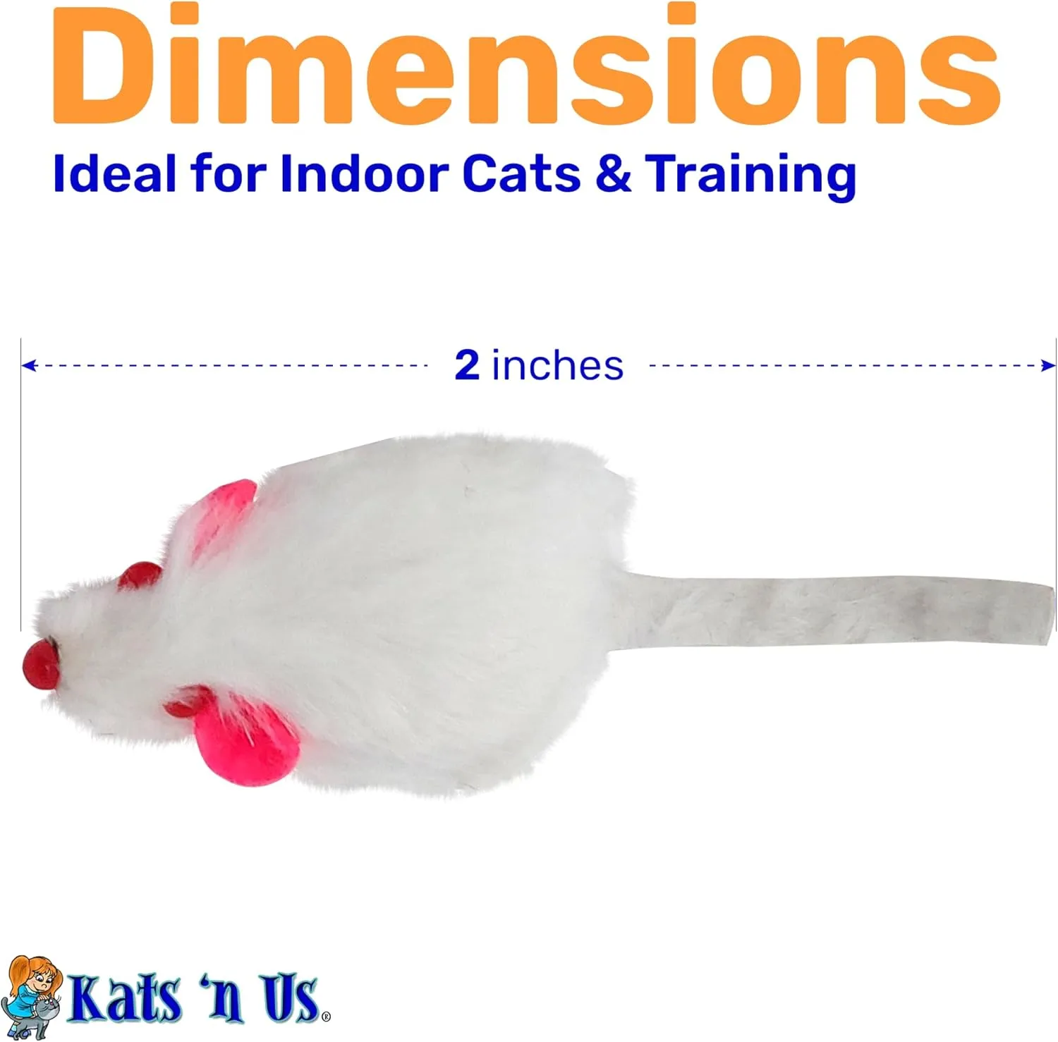Real Rabbit Fur White Mouse Cat Toy - 5 Pak