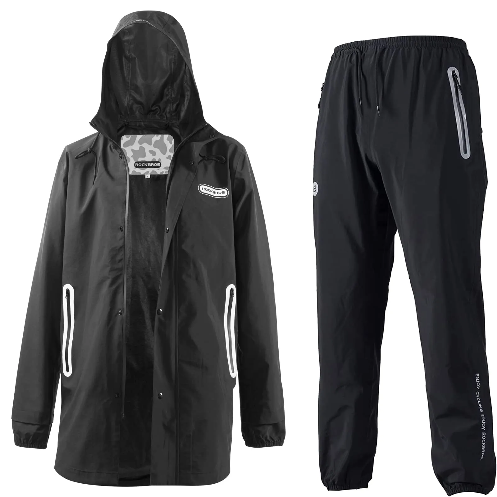 ROCKBROS Waterproof Raincoat & Overtrousers for Men Women with Reflective