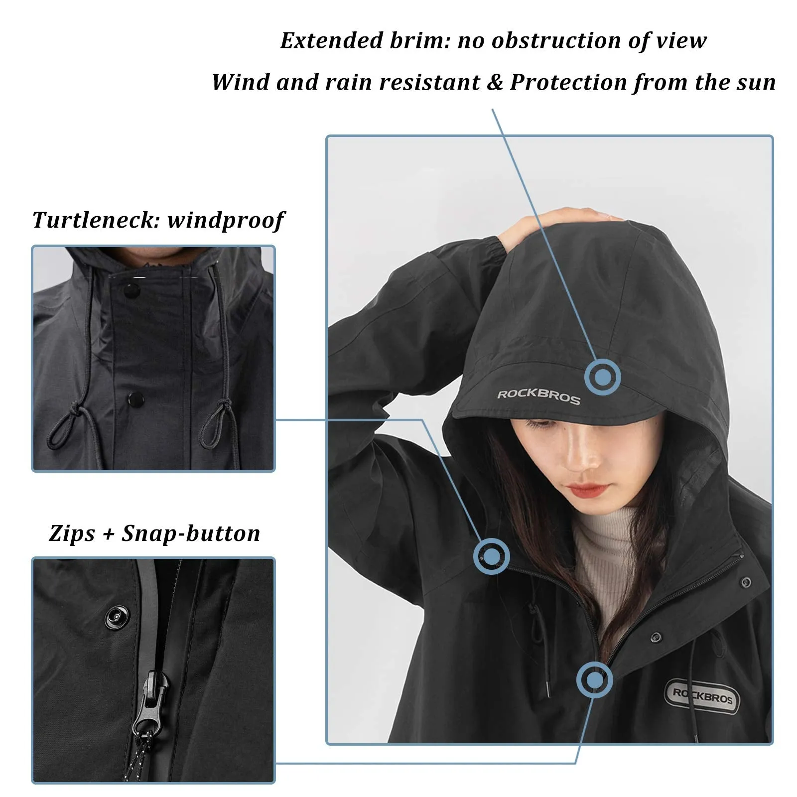 ROCKBROS Waterproof Raincoat & Overtrousers for Men Women with Reflective