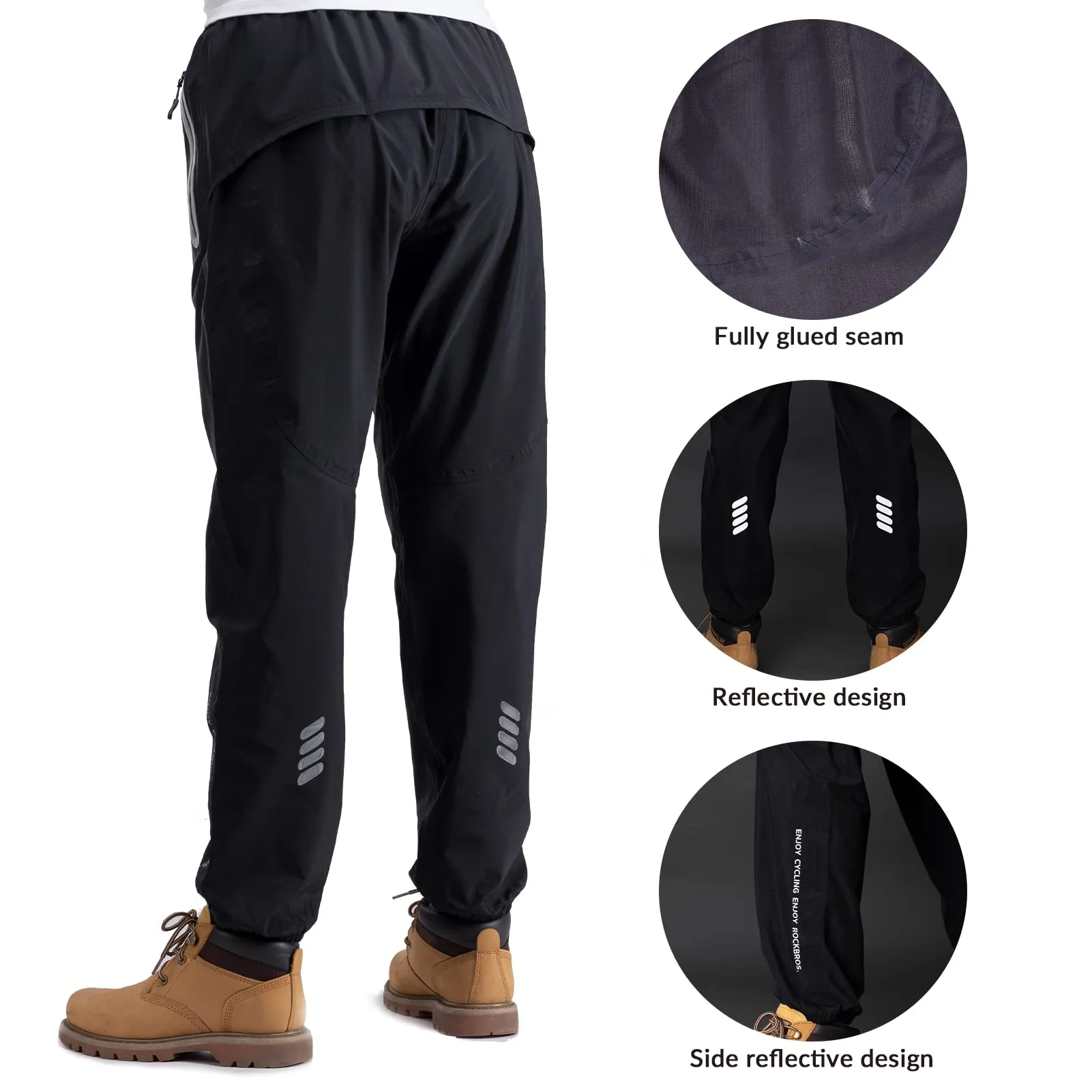 ROCKRBOS Waterproof Overtrousers for Men Women with Reflective