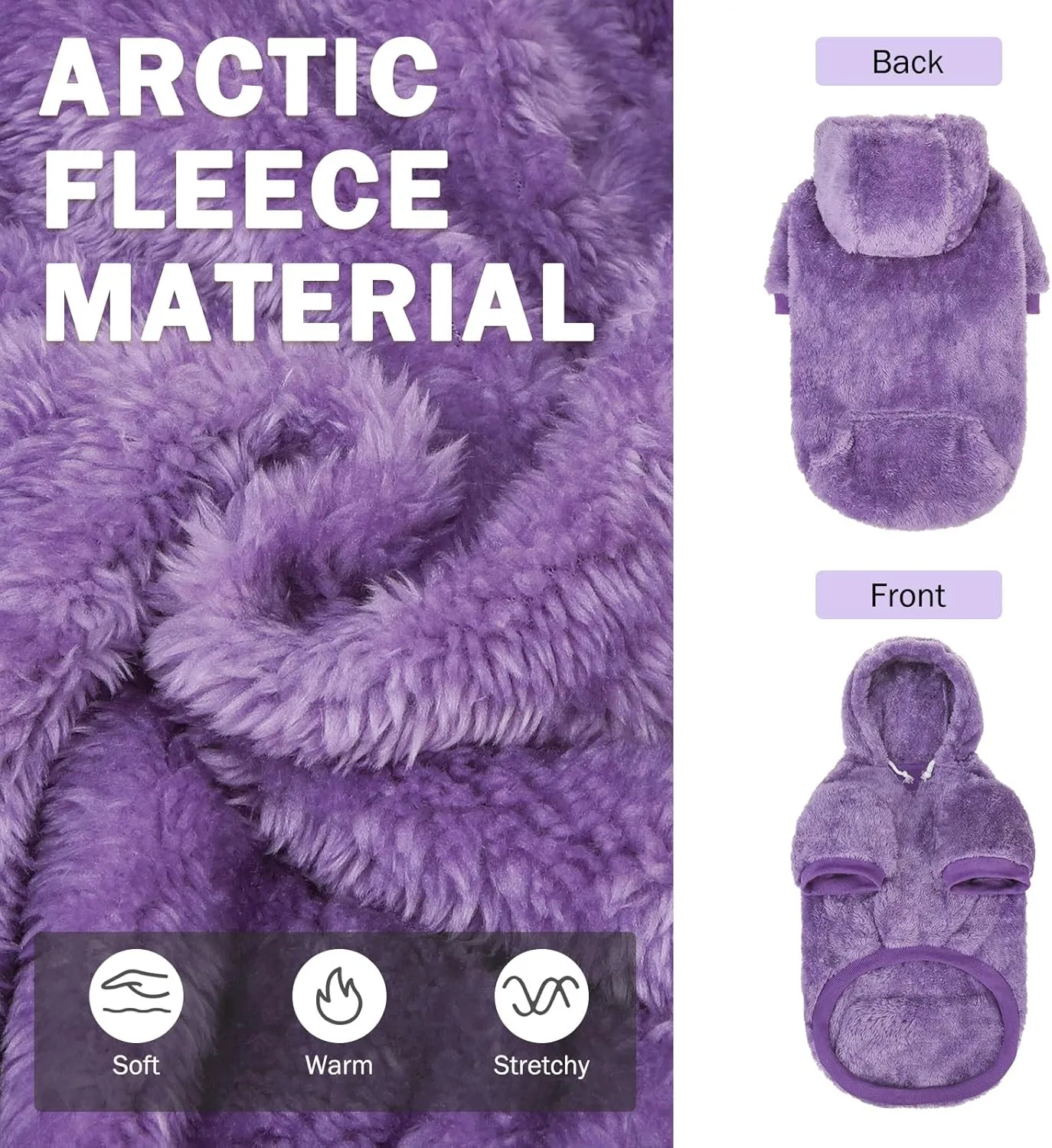 SCENEREAL Fleece Dog Sweater Hoodie for Small Medium Large Dogs, Fuzzy Warm Dog Sweatshirt with Pocket, Girl Boy Dog Clothes for Winter/Fall, Designer Cute Male/Female Dog Clothes with Leash Hole