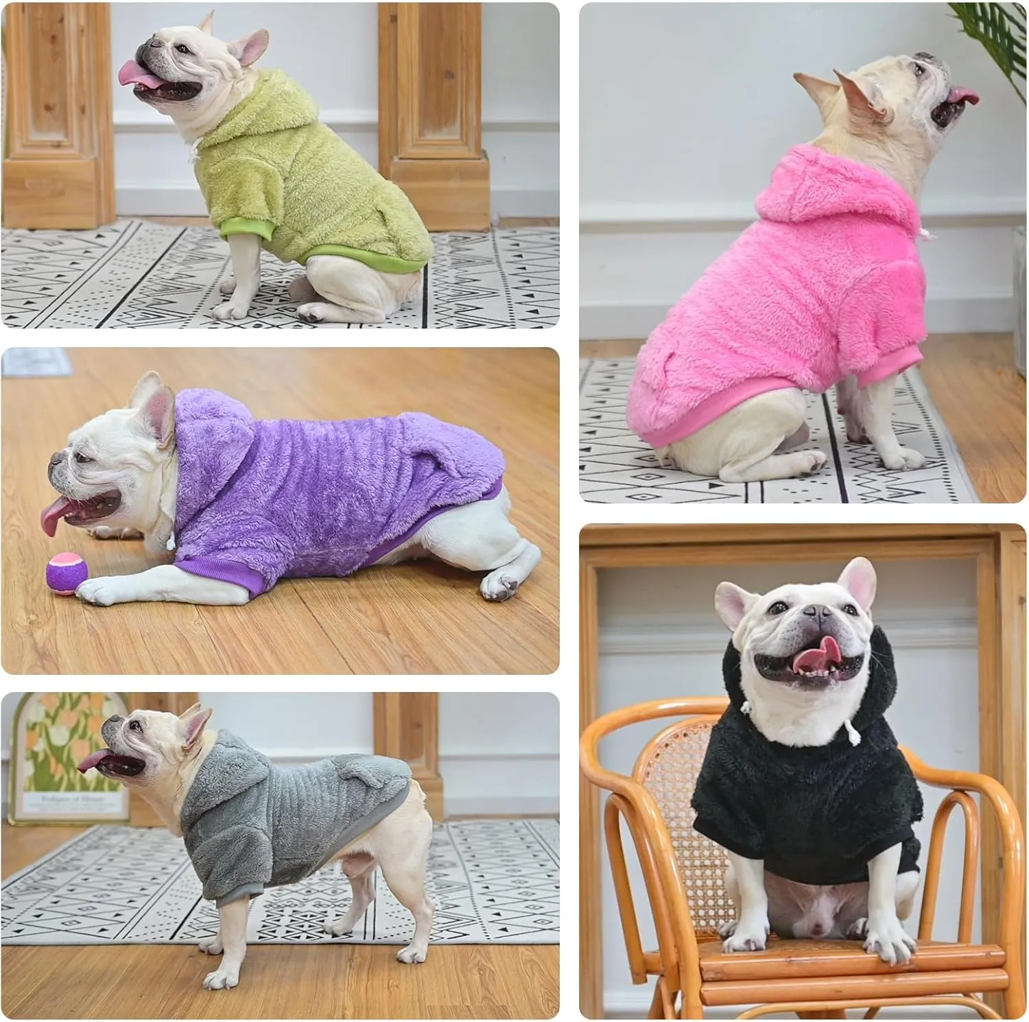 SCENEREAL Fleece Dog Sweater Hoodie for Small Medium Large Dogs, Fuzzy Warm Dog Sweatshirt with Pocket, Girl Boy Dog Clothes for Winter/Fall, Designer Cute Male/Female Dog Clothes with Leash Hole