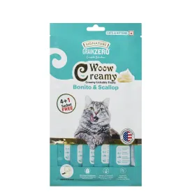 Signature Grain Zero Woow Creamy Bonito & Scallop Cat & Kitten Lickable Treats - 75 gm - 4 Sachet   1 Free