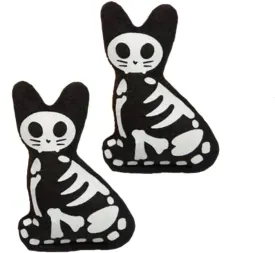 Skelekitty Cat Toy 2pc Plush Halloween Skeleton Glow in Dark w/Organic Catnip USA Made