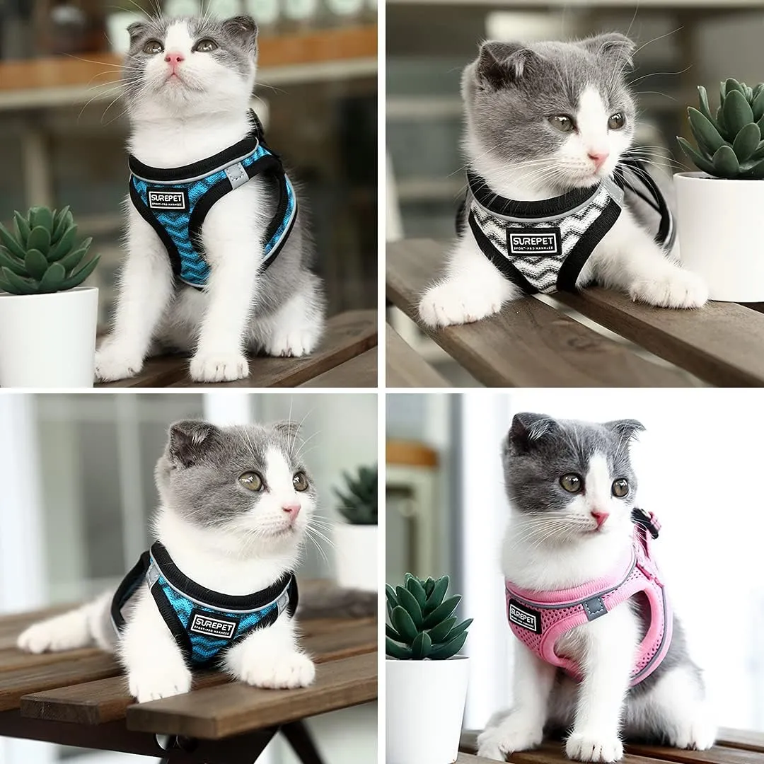 Soft Mesh Dog Harness and Leash Set, Step-in Reflective Breathable Comfort Padded Quick Dry Pet Puppy Vest Harness for Extra-Small/Small Medium Dogs and Cats (White, L)