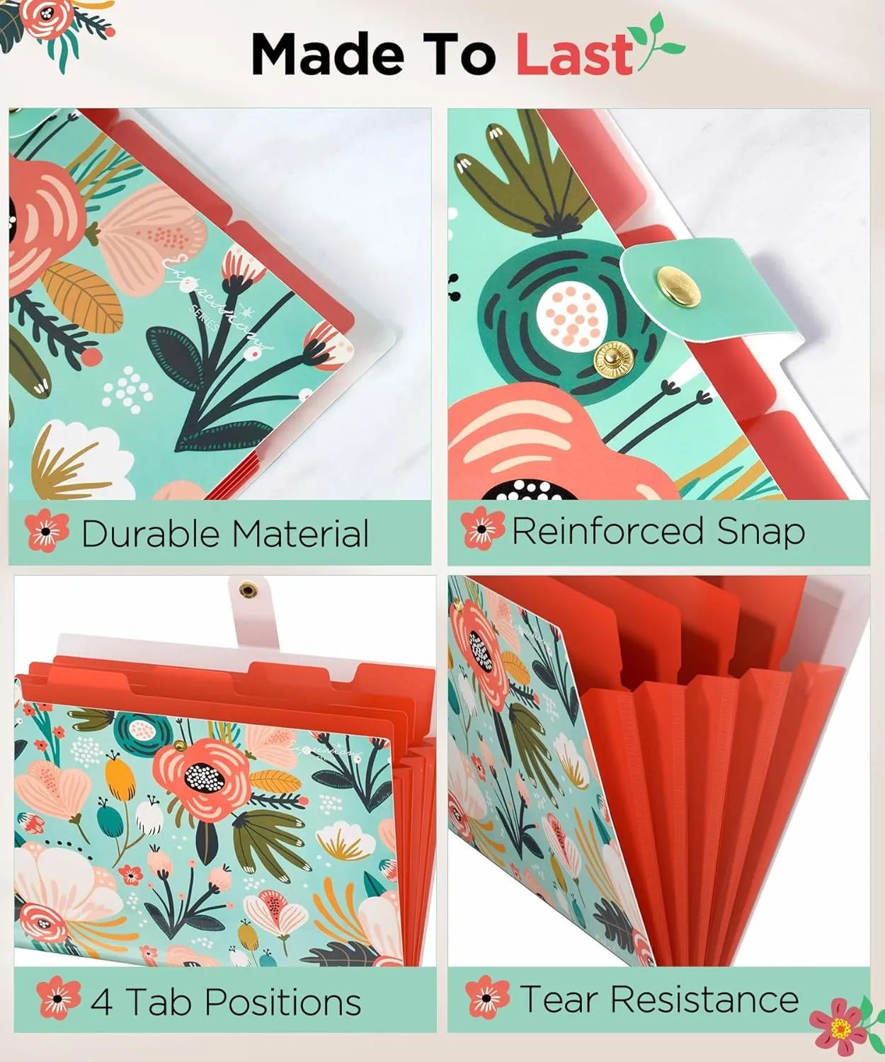 Sooez Expanding File Folders Organizer, Folders with 5 Pockets, Folders for Documents w/Sticker, Accordion File Organizer, Paper Receipt Bill Filing Organizer, School Office Travel Essentials Supplies