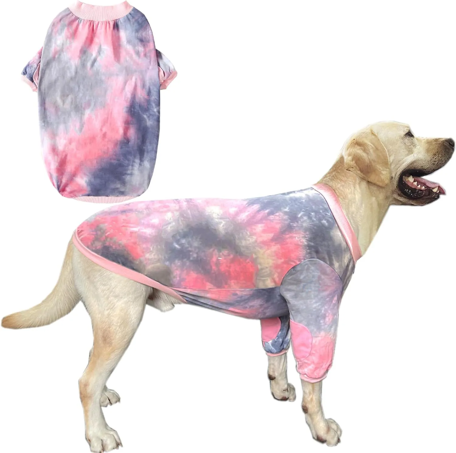 Tie Dye Dog Shirt for Large Dogs Breathable Cotton Dog Clothes Dog Pajamas Big Dogs Shirts Boy Girl 2XL, Pink Tiedye