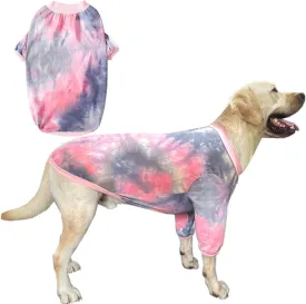 Tie Dye Dog Shirt for Large Dogs Breathable Cotton Dog Clothes Dog Pajamas Big Dogs Shirts Boy Girl 2XL, Pink Tiedye