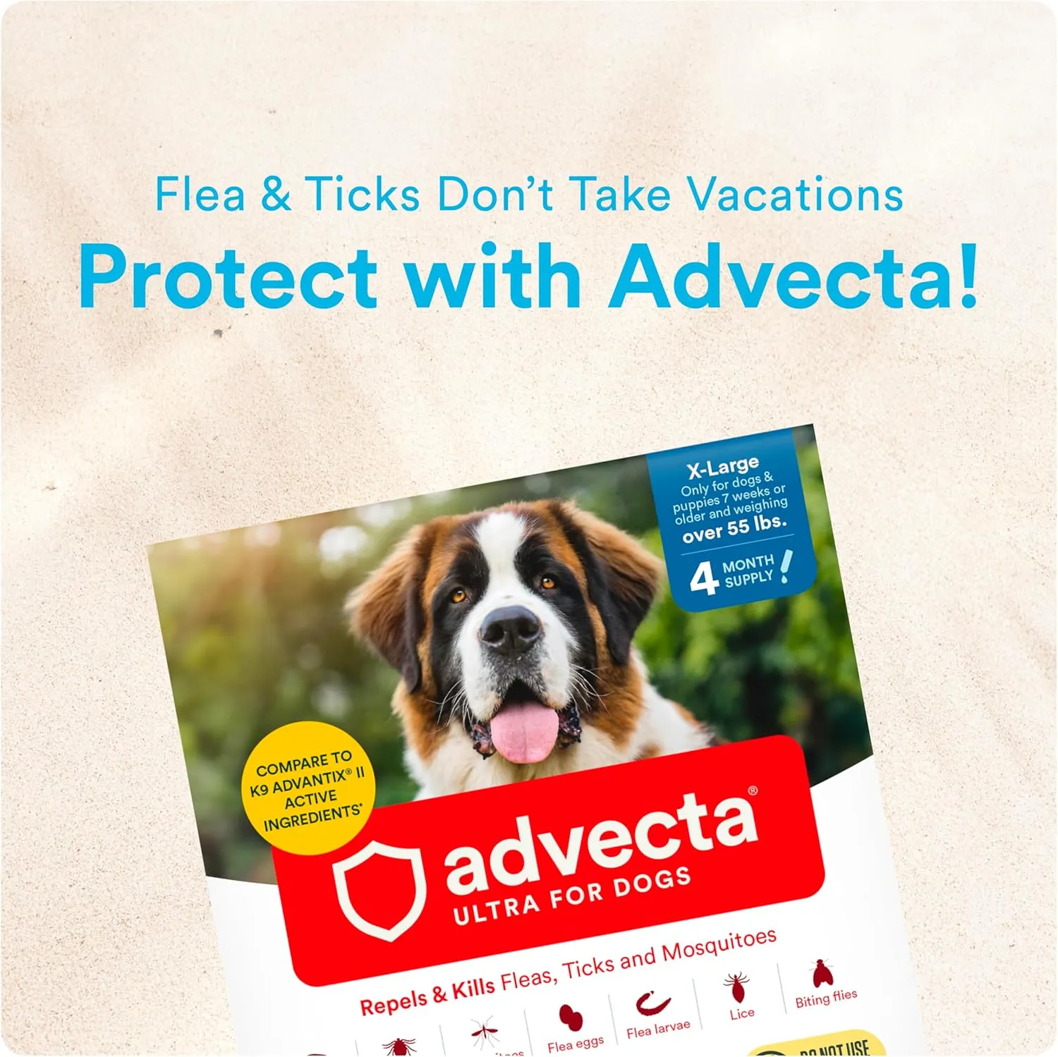Ultra Flea and Tick Prevention for Dogs - Dog and Puppy Treatment and Control - Mosquito Repellent - XL, Fast Acting Waterproof Topical Drops, 2 Month Supply