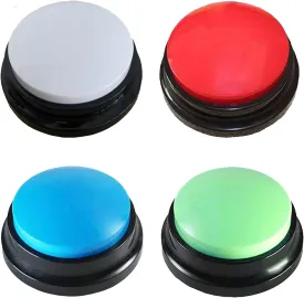 Voice Recording Button, Dog Buttons for Communication Pet Training Buzzer, 30 Second Record & Playback, Funny Gift for Study Office Home, Talking Buttons for Dogs (4 Packs)