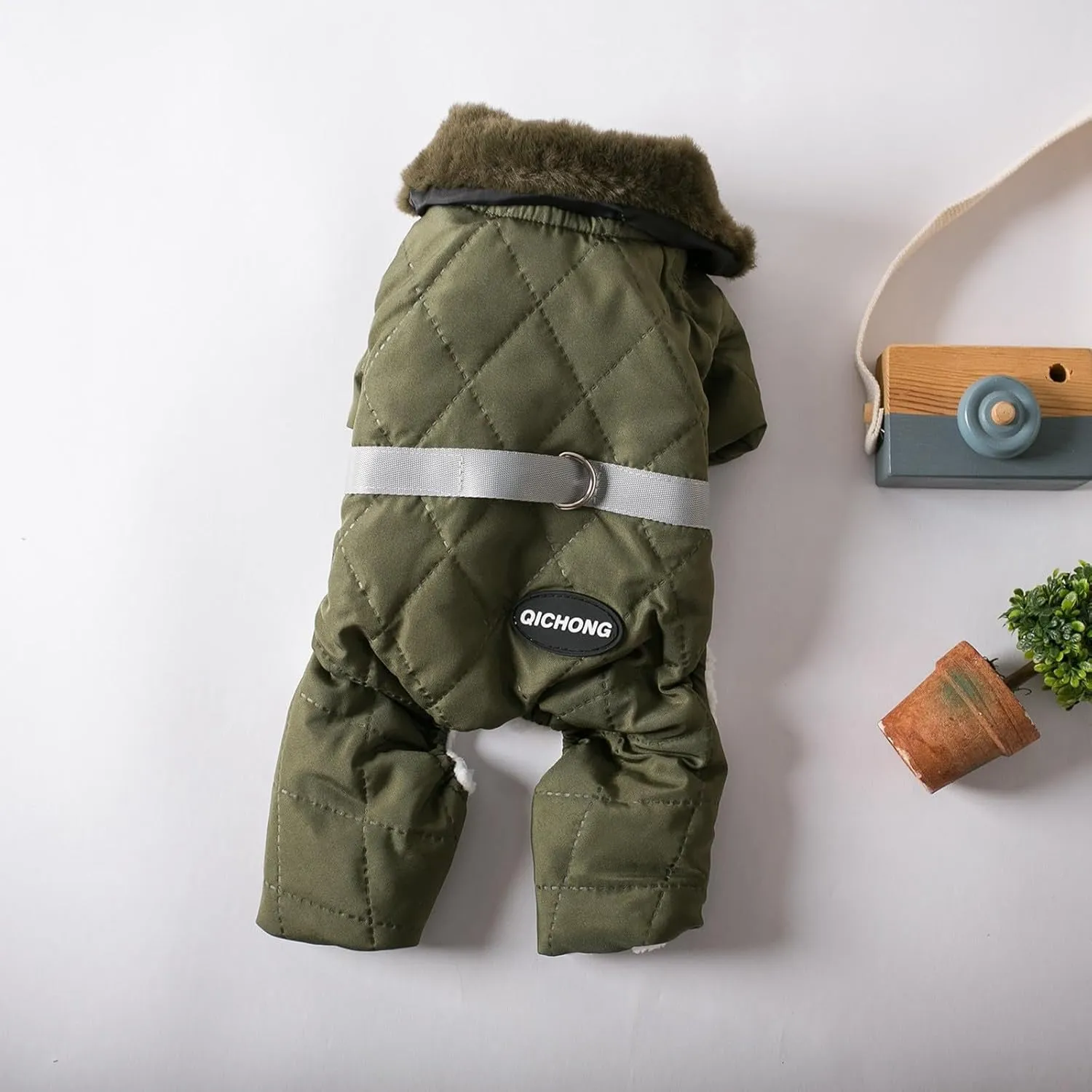 Warm Soft Pet Clothes for Dogs Winter Fleece Lined Dog Coat with Harness Warm Dogs Puffer Jacket Vest for Cold Weather Pet Onesie with Feet
