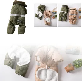 Warm Soft Pet Clothes for Dogs Winter Fleece Lined Dog Coat with Harness Warm Dogs Puffer Jacket Vest for Cold Weather Pet Onesie with Feet