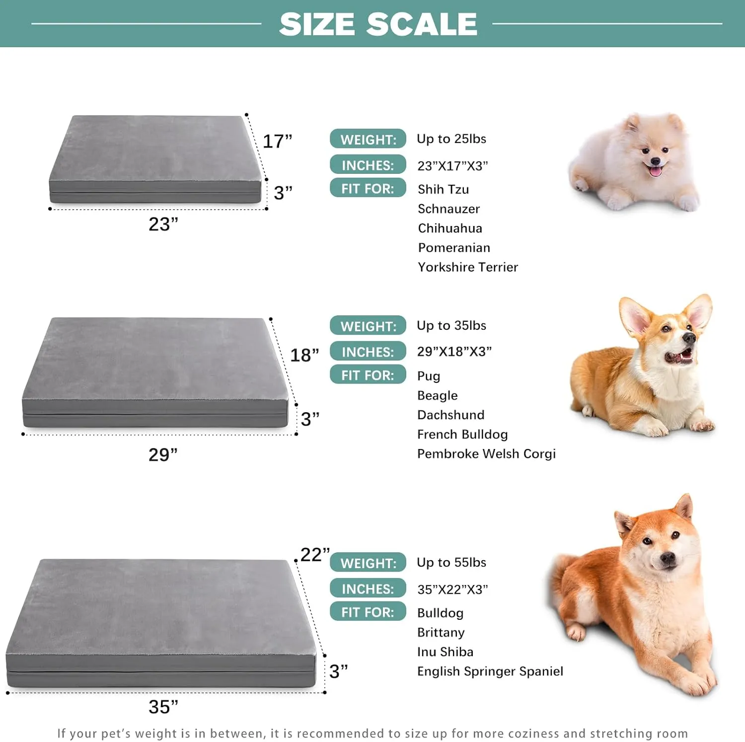Waterproof Dog Bed Medium Size Dog, Orthopedic Washable Crate Pad 30 inch, Foam Pet Bed with Removable Cover Reversible, Outdoor Anti-Slip Kennel Pad 29"x18", Gray